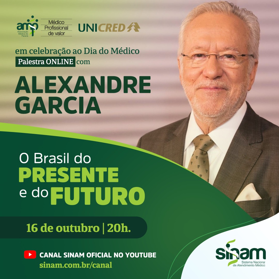 Na programação do Dia do Médico, posse da nova diretoria da AMP e palestra de Alexandre Garcia