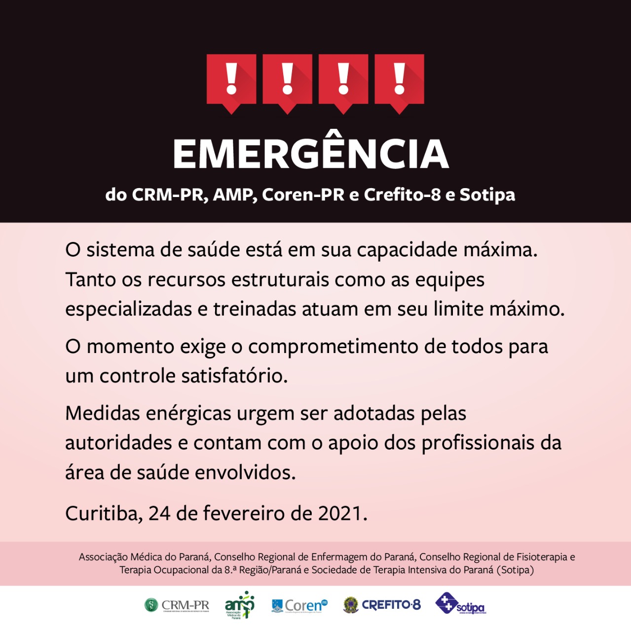 Covid-19: esgotamento da capacidade  hospitalar exige medidas emergenciais