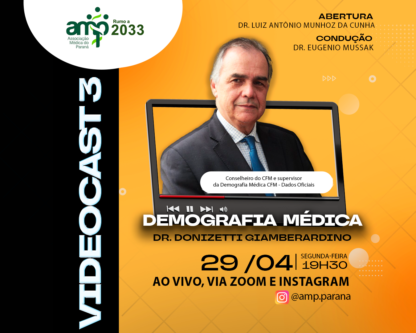 AMP promove novo videocast no dia 29. Demografia médica é o tema