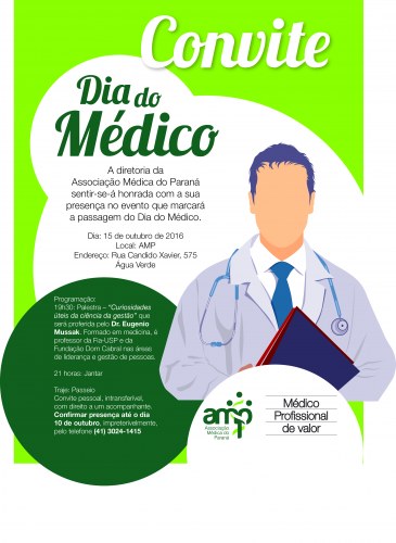 AMP convida sócios para evento do dia do Médico