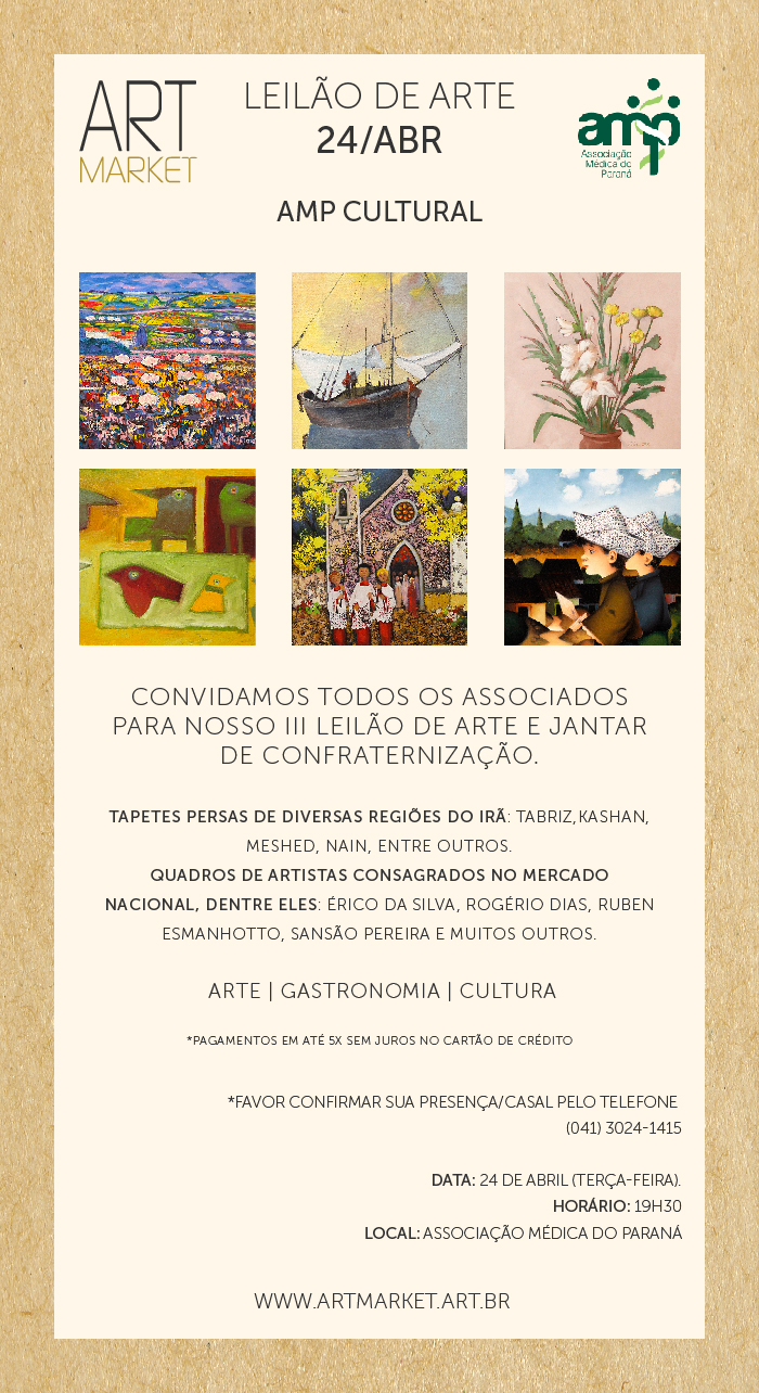 AMP Cultural promove novo jantar com leilão de artes