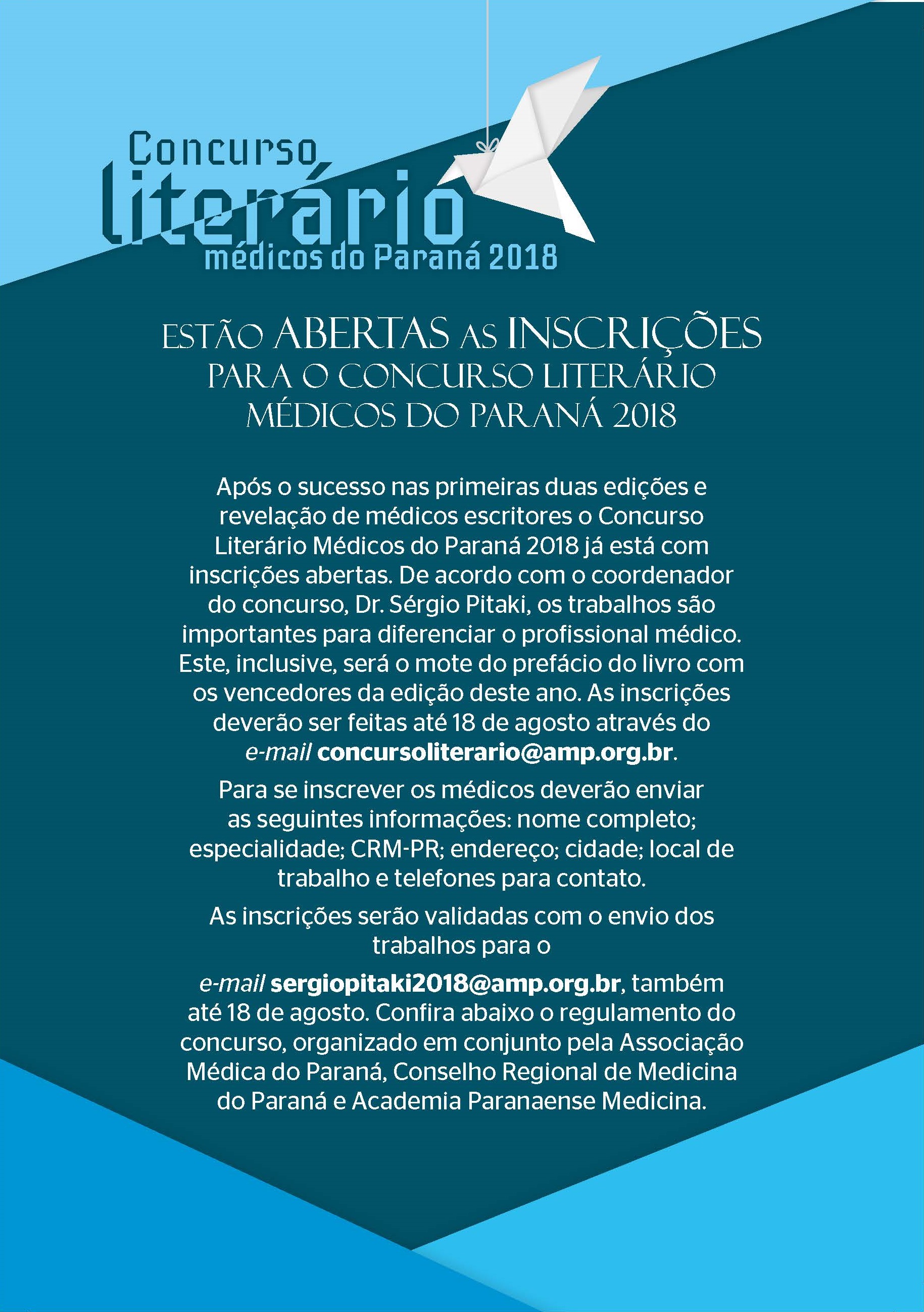 Concurso Literário Médicos do Paraná com inscrições abertas